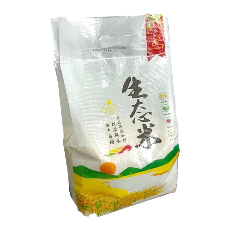 Cheap High Quality PP Woven Bag Sack Food Rice Packaging Bag 5kg Rice Packaging Empty Plastic Bag with Plastic Handle