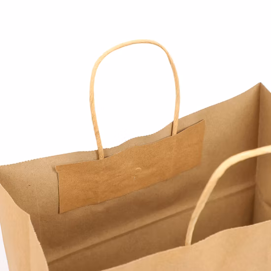 100/120GSM Paper Shopping White Brown Twist Handle Kraft Paper Bag